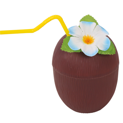 Paille et fleur en verre de coco