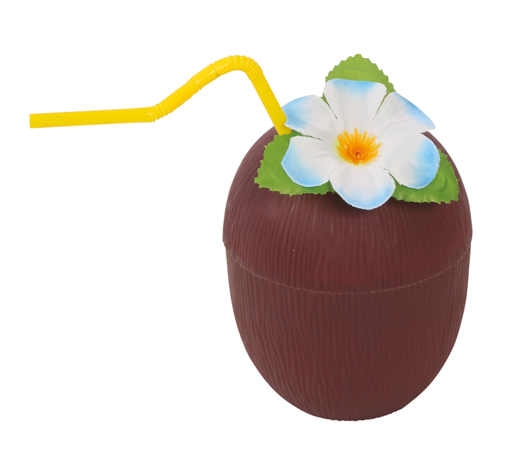 Paille et fleur en verre de coco