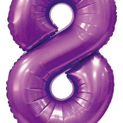 Ballon numéro violet 8 ans brillant 86cm