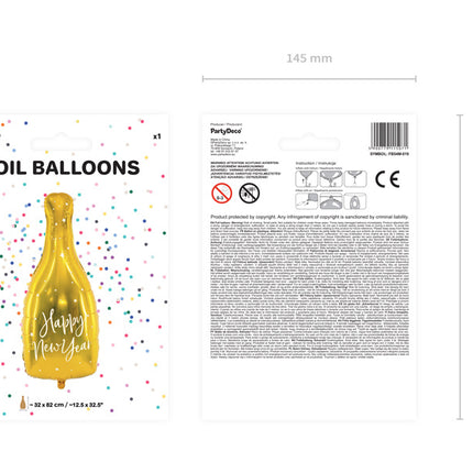 Bouteille de ballon à l'hélium Bonne année vide 82cm