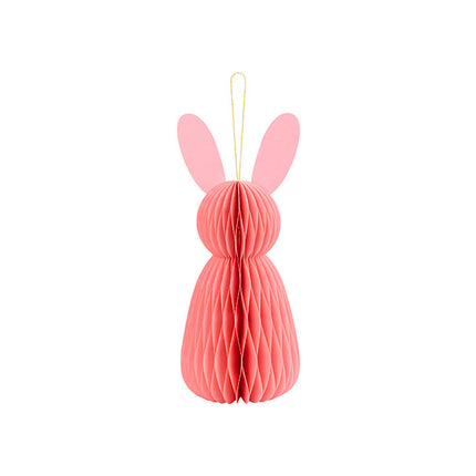 Lapin rose en nid d'abeille 30cm
