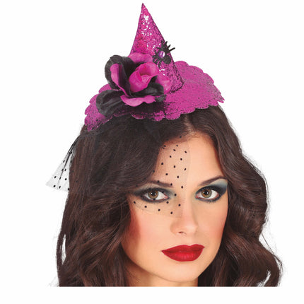 Bandeau d'Halloween violet Mini chapeau de sorcière