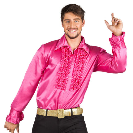 Chemisier à volants rose pour hommes