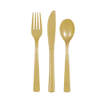 Couverts en or en plastique 18 pièces