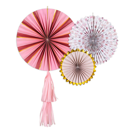 Eventails en papier Fleurs 3pcs
