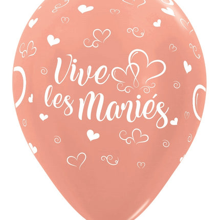 Ballons Vive Les Maries Hearts Metallic Rose Gold 30cm 25pcs