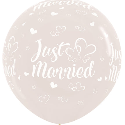 Ballons Just Married Hearts Crystal Clear 2 Pieces