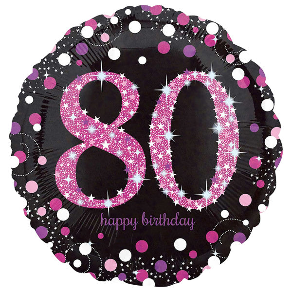 Ballon à l'hélium 80 ans rose 43cm vide