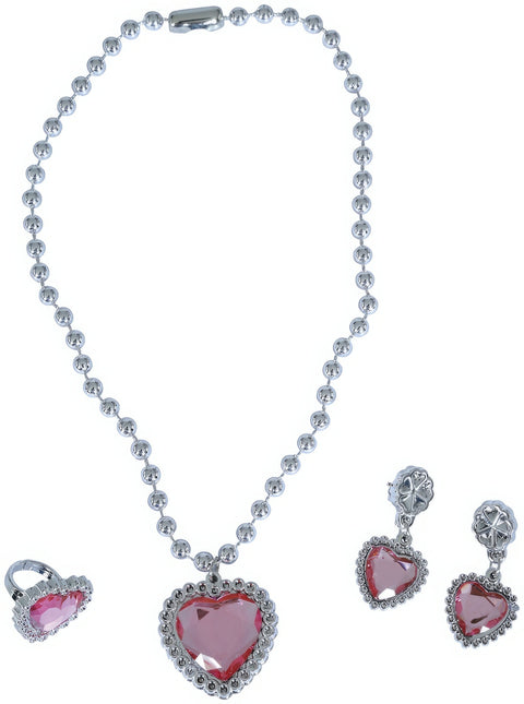 Ensemble de bijoux argent cœur rose