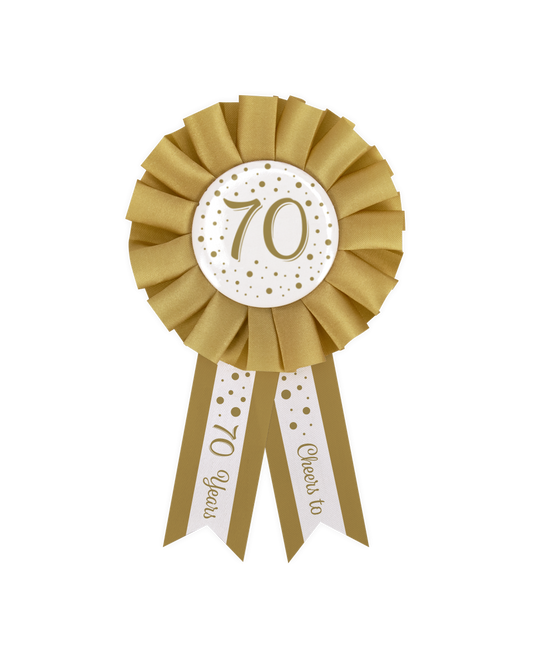 Rosette 70 ans or blanc 14cm