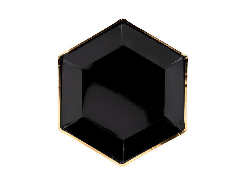 Assiettes noires Diamant 23cm 6pcs
