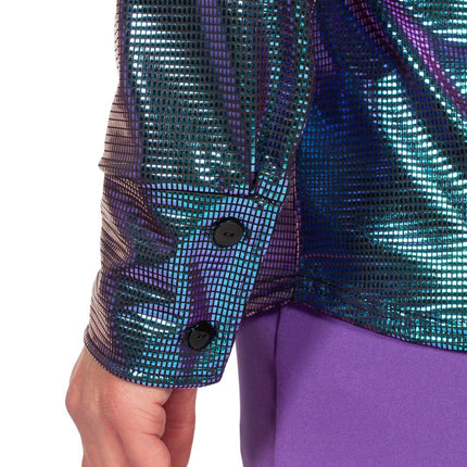 Chemisier Disco bleu violet métallisé