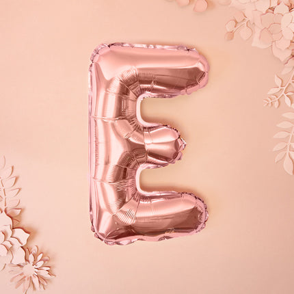 Ballon de baudruche Lettre E Rose Or Vide 35cm