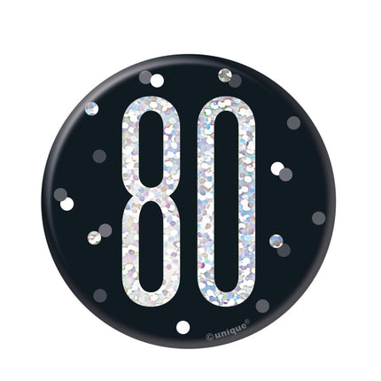 Bouton 80 ans noir 7cm