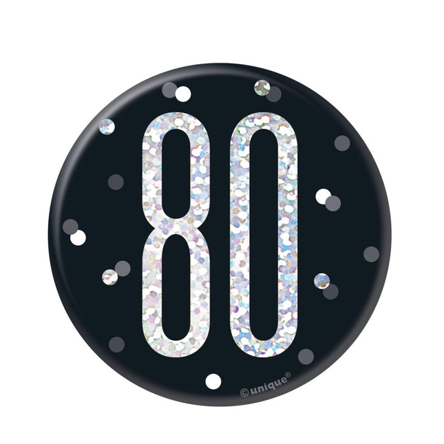 Bouton 80 ans noir 7cm