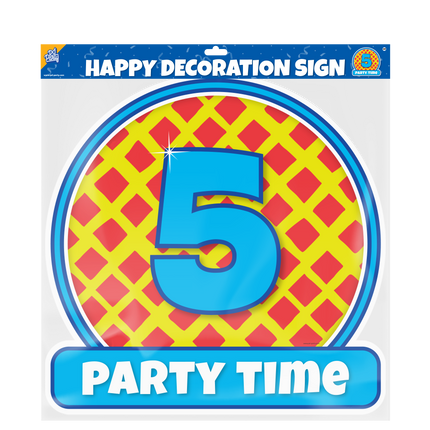 Plaque de porte 5 ans colorée 50cm