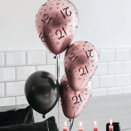 Ballons 18 ans Rose Noir 30cm 8pcs