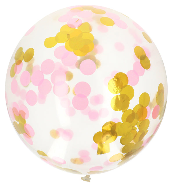 Ballon Confetti Rose Or 61cm