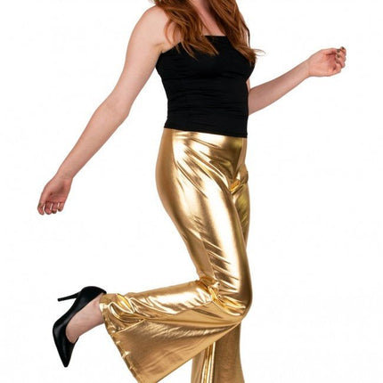 Flared Broek Metallic Goud van PartyXplosion koop je bij Partywinkel