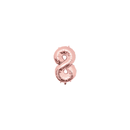 Ballon de baudruche 40cm, numéro 8 or rose