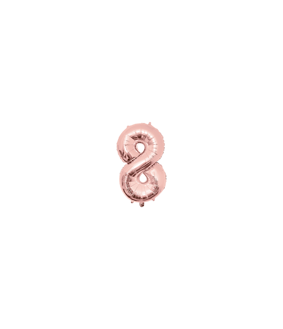 Ballon de baudruche 40cm, numéro 8 or rose