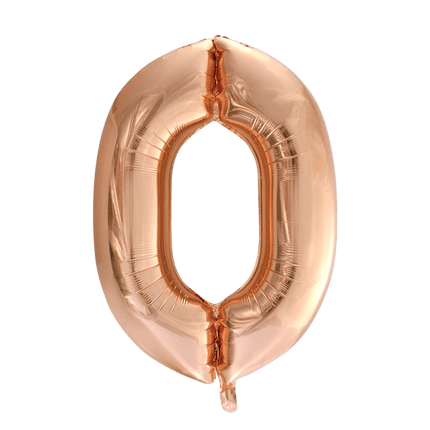 Folie Ballon Cijfer 0 Rose Goud XL 86cm leeg van WeFiesta koop je bij Partywinkel