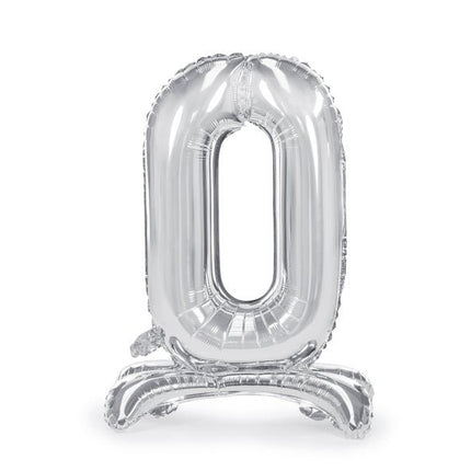 Folie Ballon Cijfer 0 Zilver Standaard Leeg 70cm van Partydeco koop je bij Partywinkel