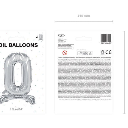 Folie Ballon Cijfer 0 Zilver Standaard Leeg 70cm van Partydeco koop je bij Partywinkel