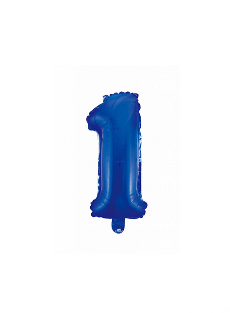 Folie Ballon Cijfer 1 Blauw 41cm met Rietje van WeFiesta koop je bij Partywinkel