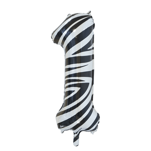 Folie Ballon Cijfer 1 Zebra XL 86cm leeg van WeFiesta koop je bij Partywinkel