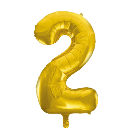 Folie Ballon Cijfer 2 Goud XL 86cm leeg - Partywinkel - 5712735006695