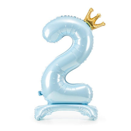 Folie Ballon Cijfer 2 Lichtblauw Standaard Leeg 84cm van Partydeco koop je bij Partywinkel