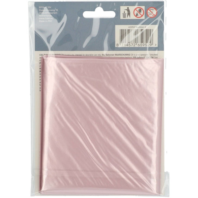 Folie Ballon Cijfer 2 Pastel Roze XL 86cm leeg van Folat koop je bij Partywinkel