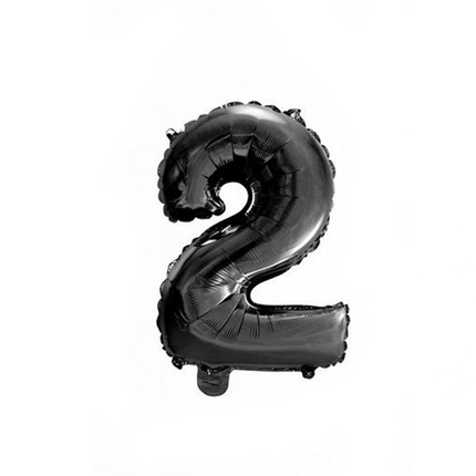 Folie Ballon Cijfer 2 Zwart 41cm met Rietje van WeFiesta koop je bij Partywinkel