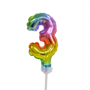 Folie Ballon Cijfer 3 Regenboog 13cm leeg van WeFiesta koop je bij Partywinkel