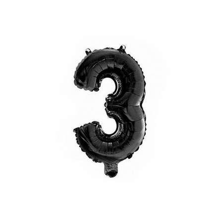 Folie Ballon Cijfer 3 Zwart 41cm met Rietje van WeFiesta koop je bij Partywinkel