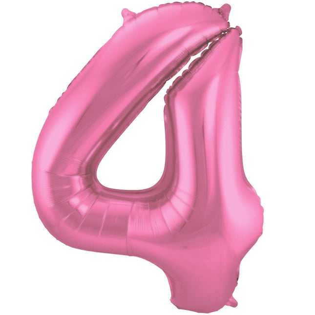 Folie Ballon Cijfer 4 Mat Roze XL 86cm leeg van Folat koop je bij Partywinkel