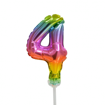 Folie Ballon Cijfer 4 Regenboog 13cm leeg van WeFiesta koop je bij Partywinkel