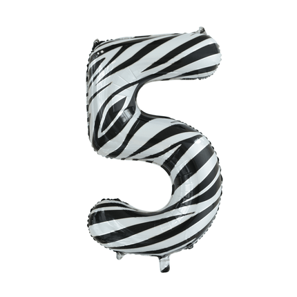 Folie Ballon Cijfer 5 Zebra XL 86cm leeg van WeFiesta koop je bij Partywinkel