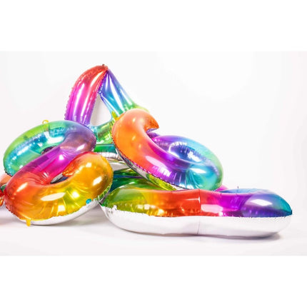 Folie Ballon Cijfer 6 Regenboog XL 81cm leeg van Folat koop je bij Partywinkel