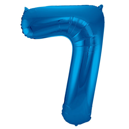 Folie Ballon Cijfer 7 Blauw Metallic XL 86cm leeg van Folat koop je bij Partywinkel