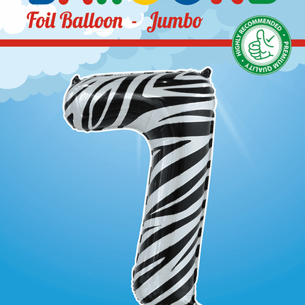 Folie Ballon Cijfer 7 Zebra XL 86cm leeg van WeFiesta koop je bij Partywinkel