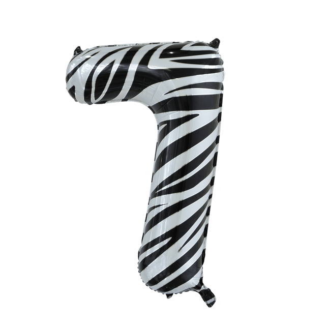 Folie Ballon Cijfer 7 Zebra XL 86cm leeg van WeFiesta koop je bij Partywinkel
