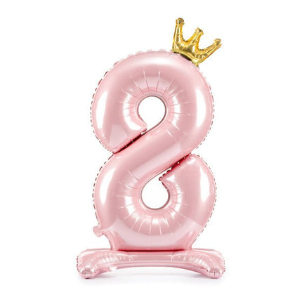 Folie Ballon Cijfer 8 Lichtroze Standaard Leeg 84cm van Partydeco koop je bij Partywinkel