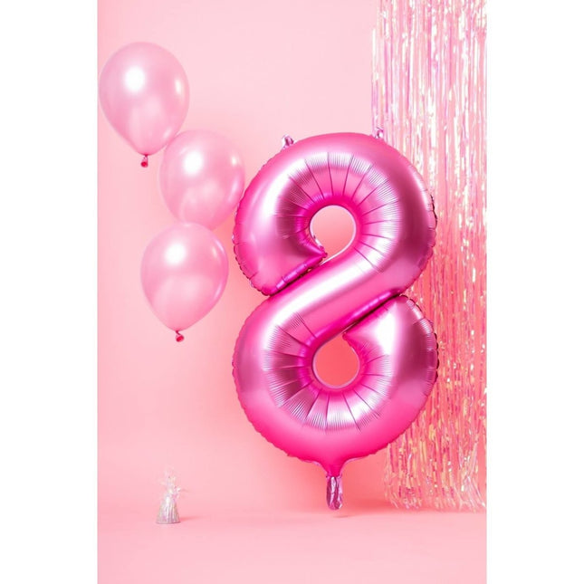 Folie Ballon Cijfer 8 Mat Roze XL 86cm leeg van Folat koop je bij Partywinkel