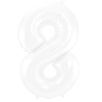 Folie Ballon Cijfer 8 Mat Wit XL 86cm leeg van Folat koop je bij Partywinkel