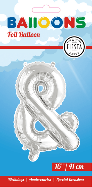 Folie Ballon En - Teken & Zilver 41cm met Rietje van WeFiesta koop je bij Partywinkel