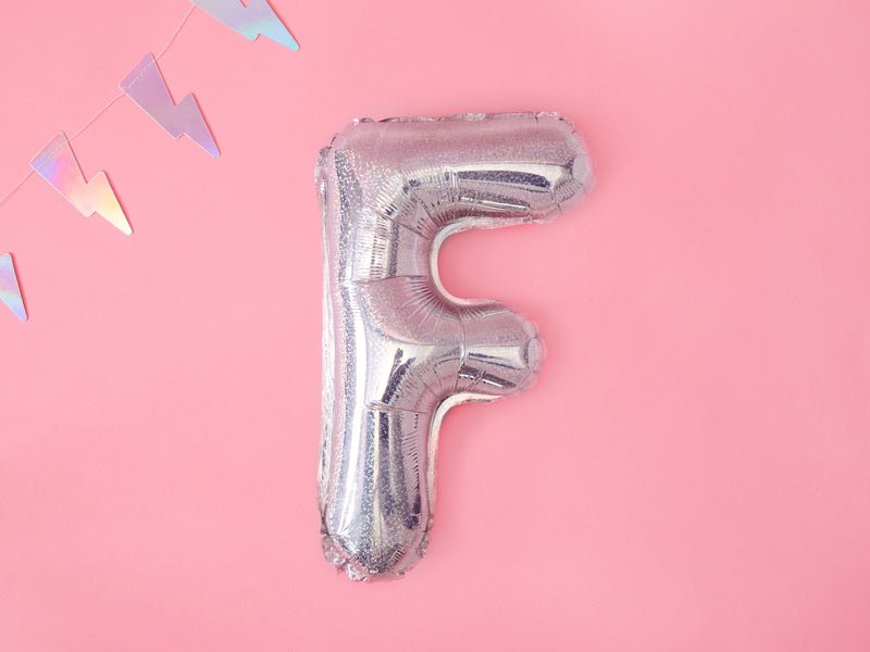 Folie Ballon Letter F Holografisch Leeg 35cm van Partydeco koop je bij Partywinkel