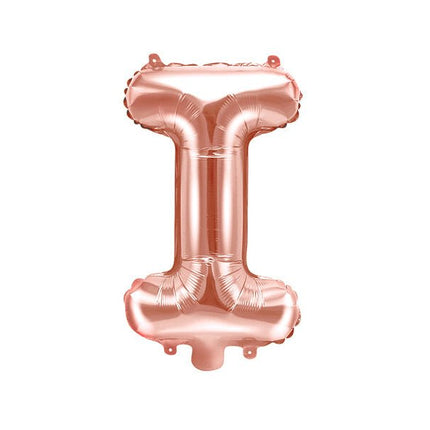 Folie Ballon Letter I Rose Goud Leeg 35cm van Partydeco koop je bij Partywinkel