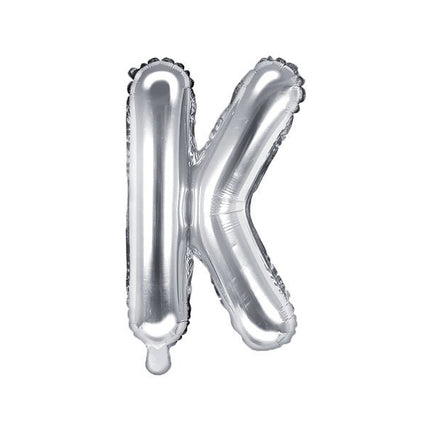 Folie Ballon Letter K Zilver Leeg 35cm van Partydeco koop je bij Partywinkel